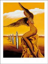 Bild: Kunstpostkarten von Erich Kraft. Titel: Das Geheimniss des surrealistischen Engels als der Bote der Abenddämmerung