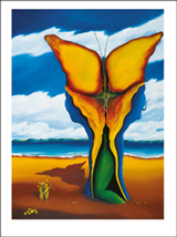 Bild: Kunstpostkarten von Erich Kraft. Titel: Die metamorphose Erscheinung
eines katalanischen Schmetterlings 