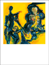 Bild: Kunstpostkarten von Erich Kraft. Titel: Begegnung in Gelb II