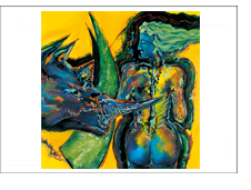 Bild: Erich Kraft, Kunstpostkarten. Titel: Begegnung in Gelb I 