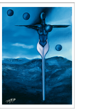 Bild: Erich Kraft, Kunstpostkarten. Titel:  Seltsame Lotusblüte im Wechsel der Gezeiten