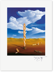 Link zum Kunstdruck Erich Kraft, Reise zu einer unerklärlichen Erscheinung eines Baguette-Obelisken