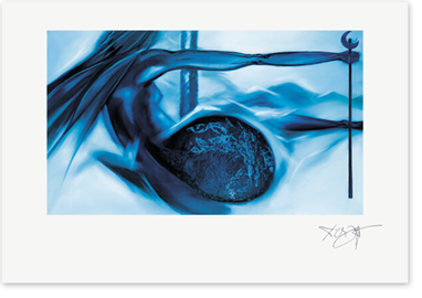 Bild: Kunstdruck von Erich Kraft, mit dem Titel Entstehung des Morgenlandes