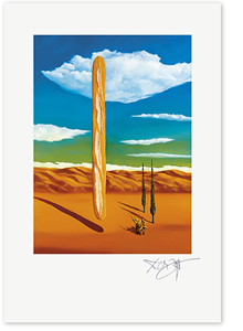 Link zum Kunstdruck Erich Kraft, die erneute Reise zu einer unerklärlichen Erscheinung eines Baguette-Obelisken