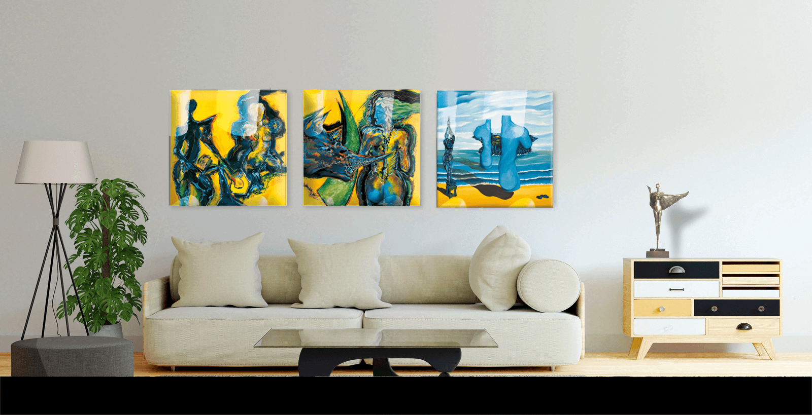 Slider-Bild: Beispiel für Print on Demand: Schönes Ensemble. Originalmotive auf Alu-Verbundplatten gedruckt.