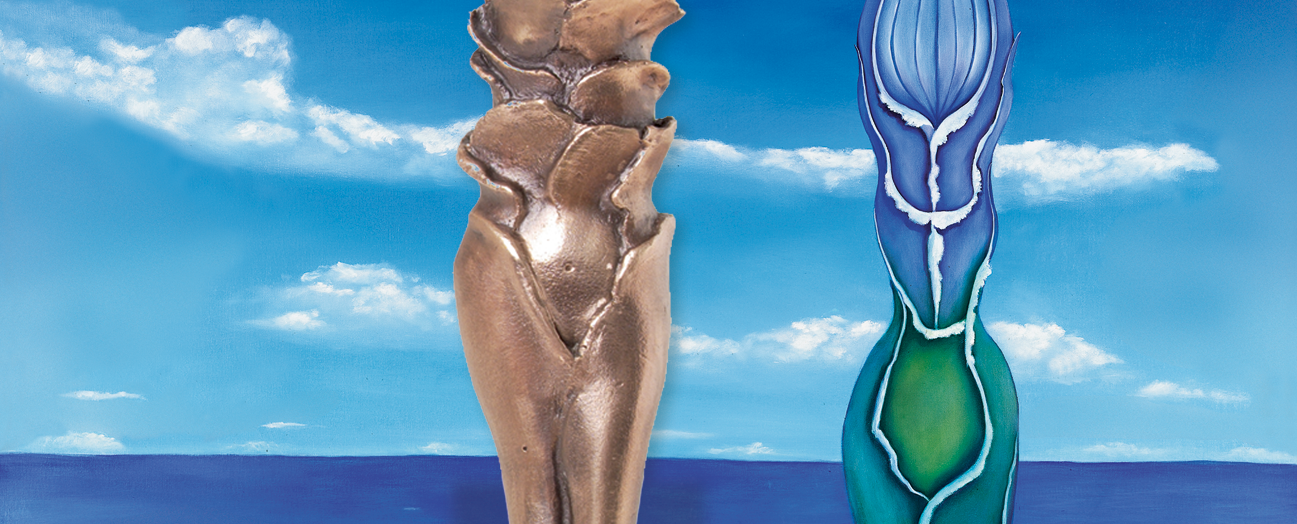 Bilderleiste: Surrealistische Bronzefigur von Erich Kraft