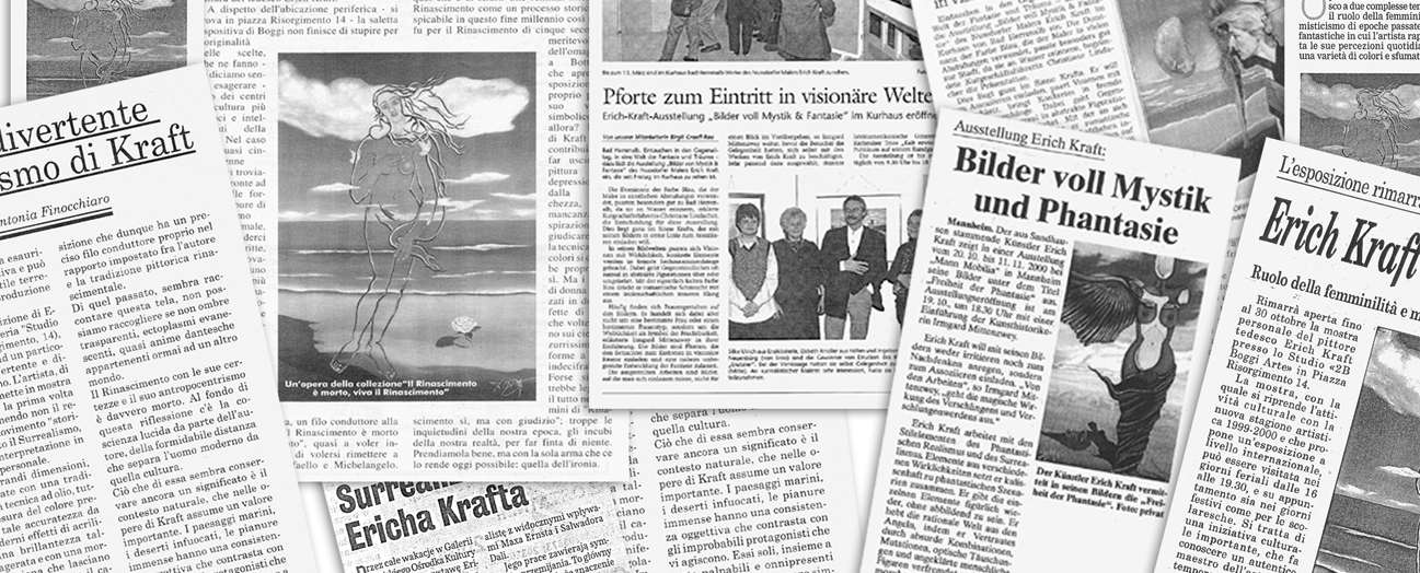 Bilderleiste für die Seite /Pressestimmen zu meinen Ausstellungen und Vernissagen surrealistischer Kunst, der website Kraftkunst.de