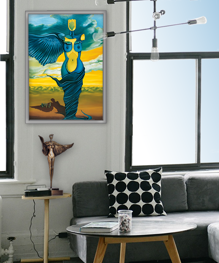 Bild: Millieuaufnahme der Bronzeskulptur: ...aus einer anderen Dimension von Erich Kraft