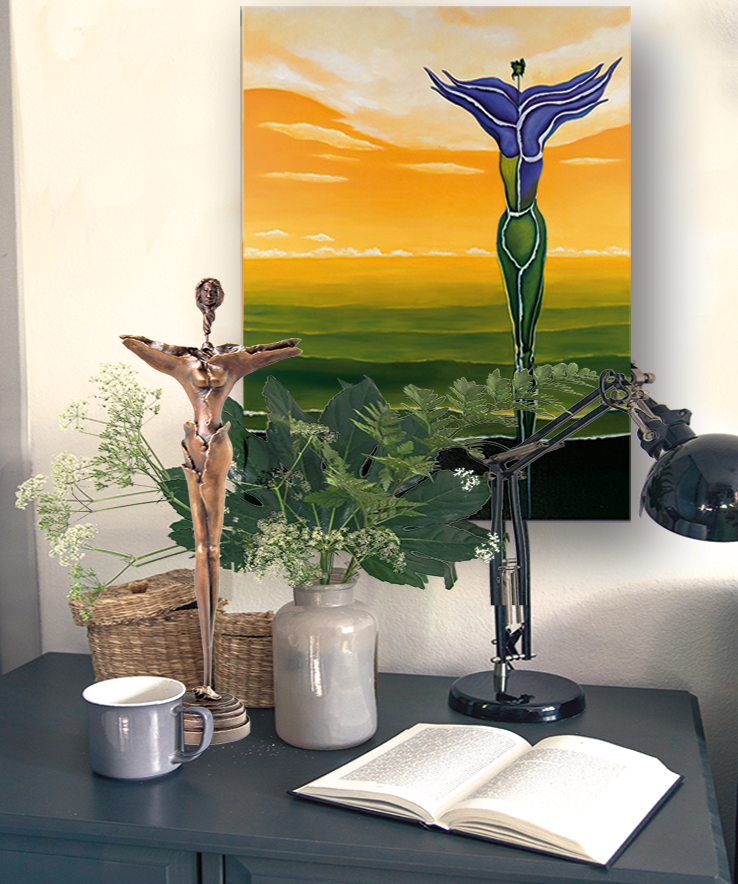 Bild: Millieuaufnahme der Bronzeskulptur: Fleur du Soir von Erich Kraft